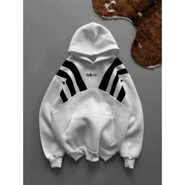 ADD Kapüşonlu Şardonlu Sweatshirt Beyaz