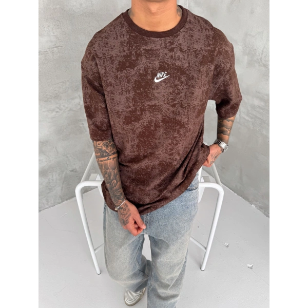 Basic Oversize Nk Tshirt Kahverengi