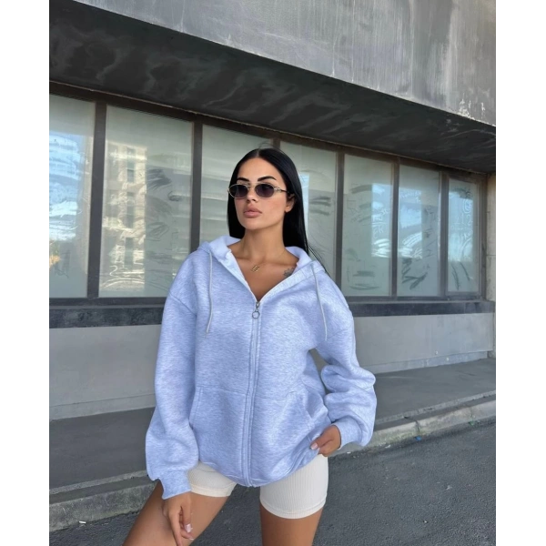 Basic Unisex Hırka - Gri