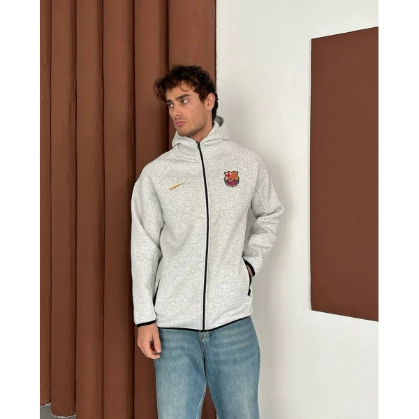 Bc Cepli Tech Şardonlu Unisex Hırka Gri