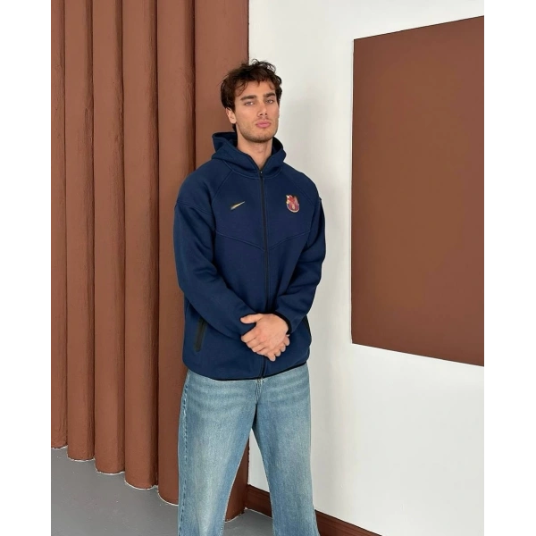 Bc Cepli Tech Şardonlu Unisex Hırka Lacivert