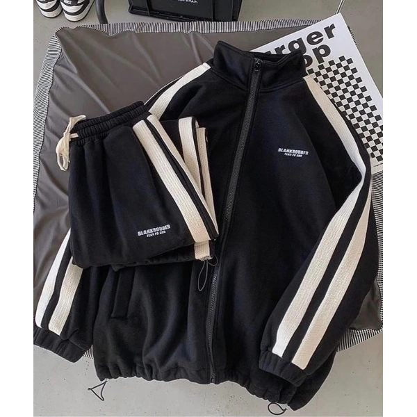 Blank Şardonlu Unisex Eşofman Takımı Siyah