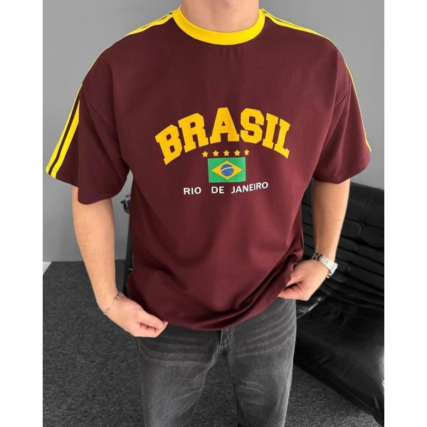 Brazil Unisex Oversize Tshirt - Bordo