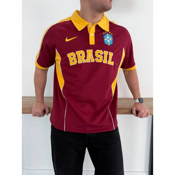 BRZ Polo Yaka Unisex Tshirt Bordo