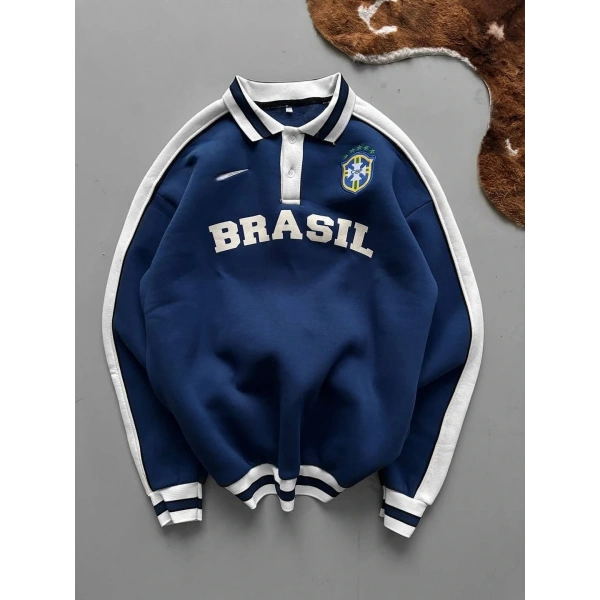 BRZ Ribanalı Polo Yaka Sweatshirt