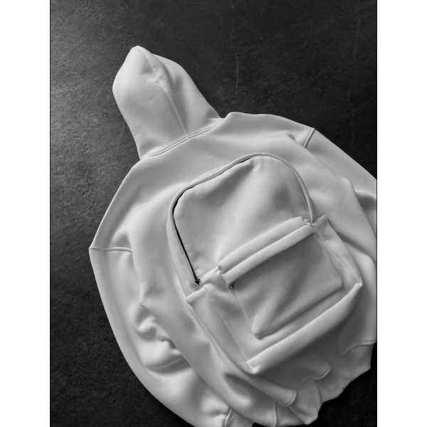 Çanta Detay Şardonlu Sweatshirt Beyaz