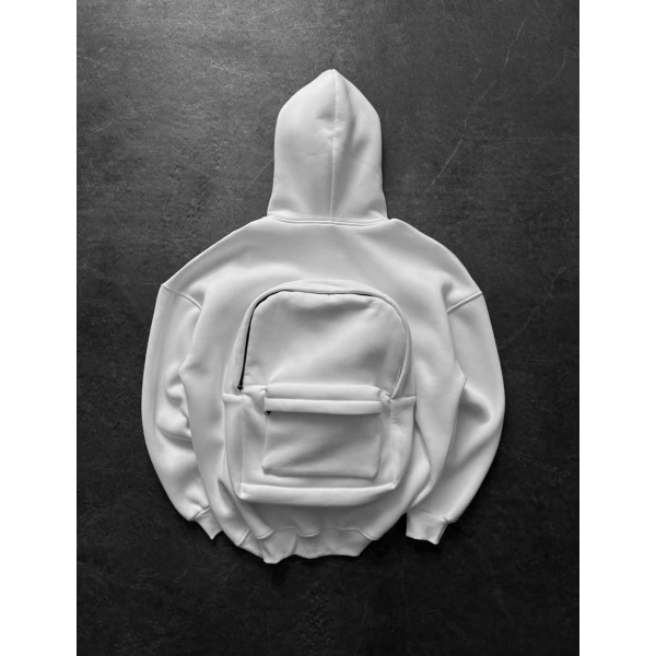 Çanta Detay Şardonlu Sweatshirt Beyaz