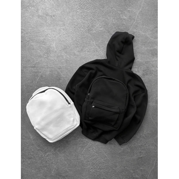 Çanta Detay Şardonlu Sweatshirt  Siyah