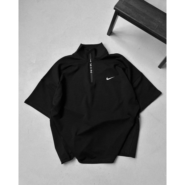 Dik Yaka NK Unisex Oversize Tshirt - Siyah