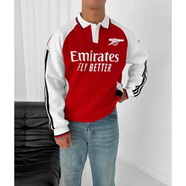 Fly Şardonlu Unisex Sweatshirt Kırmızı