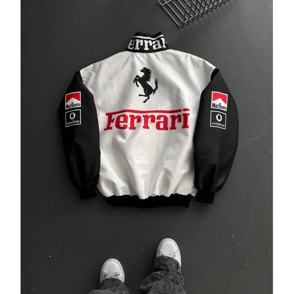 FRR Beyaz Unisex Bomber Ceket