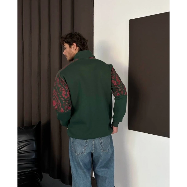 İtaly Oversize Şardonlu Unisex Hırka - Yeşil