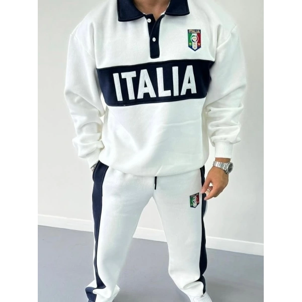 İtaly Şardonlu Unisex Eşofman Takımı Beyaz