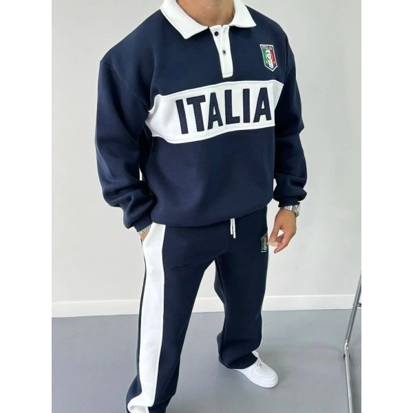 İtaly Şardonlu Unisex Eşofman Takımı Lacivert