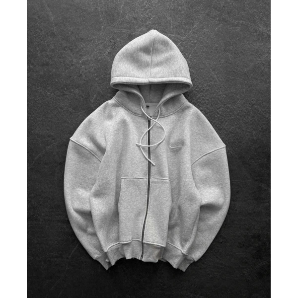 Nk Kapüşonlu Şardonlu Unisex Hırka Gri