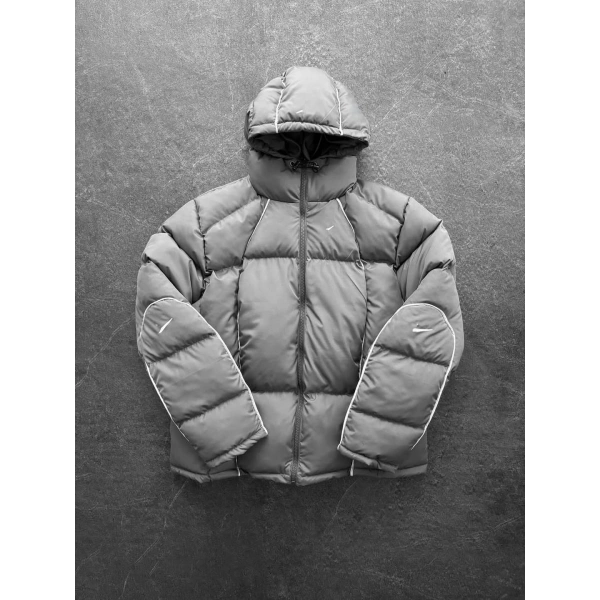 Nk Kapüşonlu Şişme Mont Gri