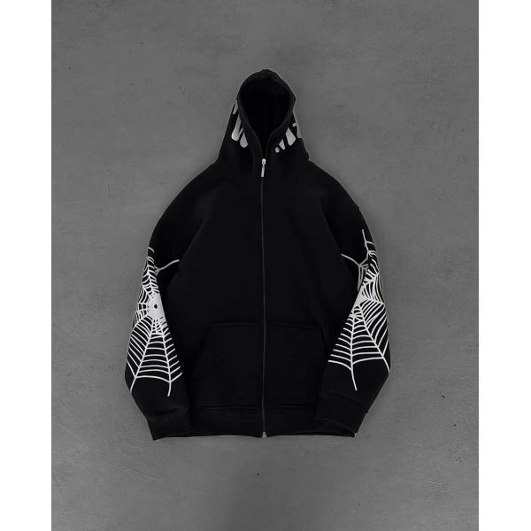 Örümcek Kar Maskeli Unisex Hırka Siyah