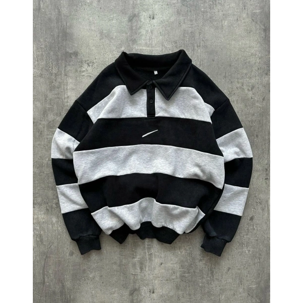 Parçalı Nk Polo Yaka Sweatshirt