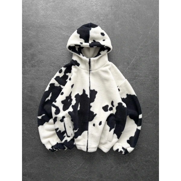 Peluş Kapüşonlu Unisex Hırka