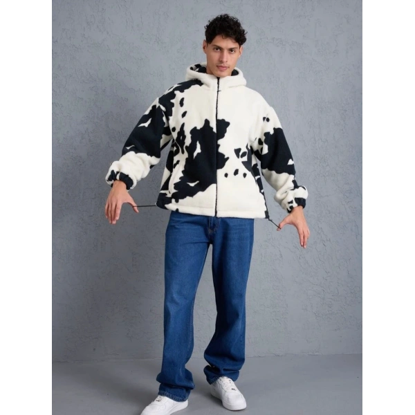 Peluş Kapüşonlu Unisex Hırka