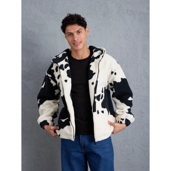 Peluş Kapüşonlu Unisex Hırka