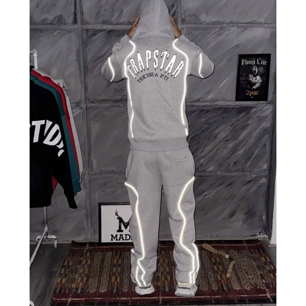 Reflektör Detay Traps Unisex Eşofman Takımı Gri