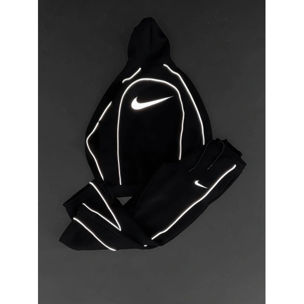 Reflektör Detay Unisex Eşofman Takım Siyah