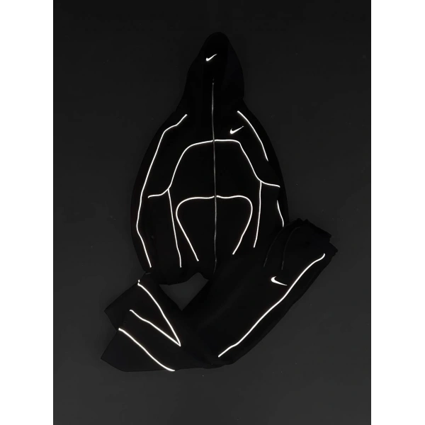 Reflektör Detay Unisex Eşofman Takım Siyah