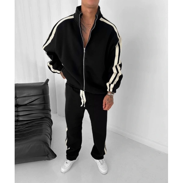 Şerit Detay Şardonlu Unisex Eşofman Takımı