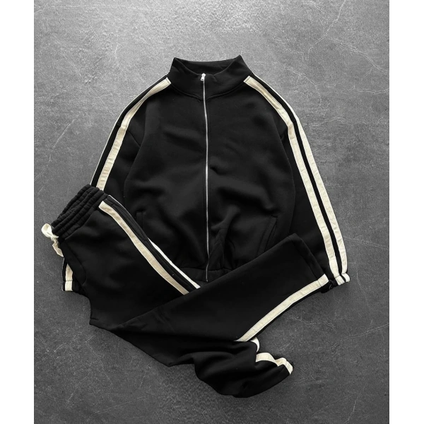 Şerit Detay Şardonlu Unisex Eşofman Takımı