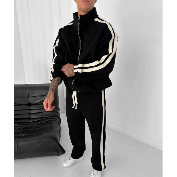 Şerit Detay Şardonlu Unisex Eşofman Takımı