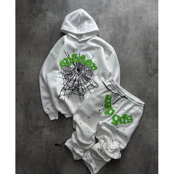 Spider Şardonlu Eşofman Takımı - Beyaz