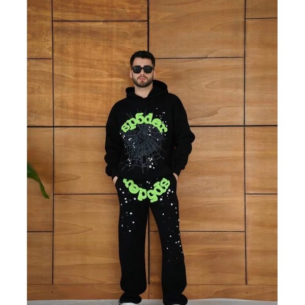 Spider Şardonlu Eşofman Takımı - Siyah