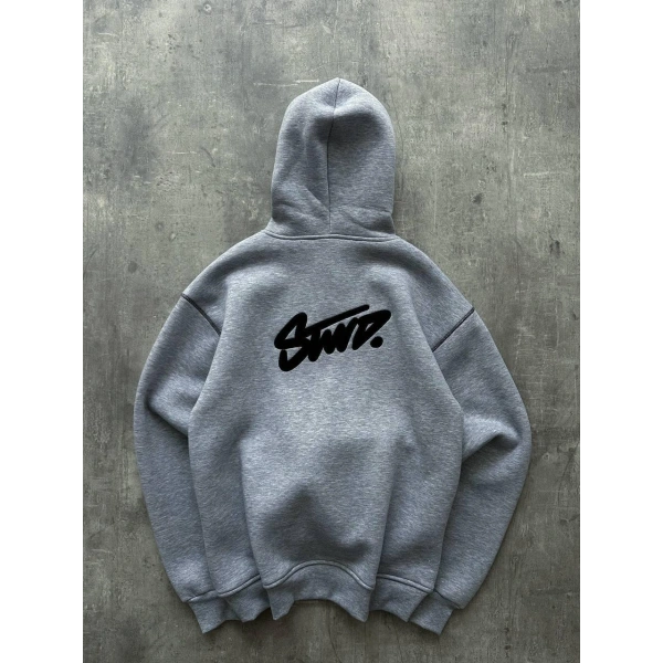 SWD Şardonlu Unisex Hırka Gri