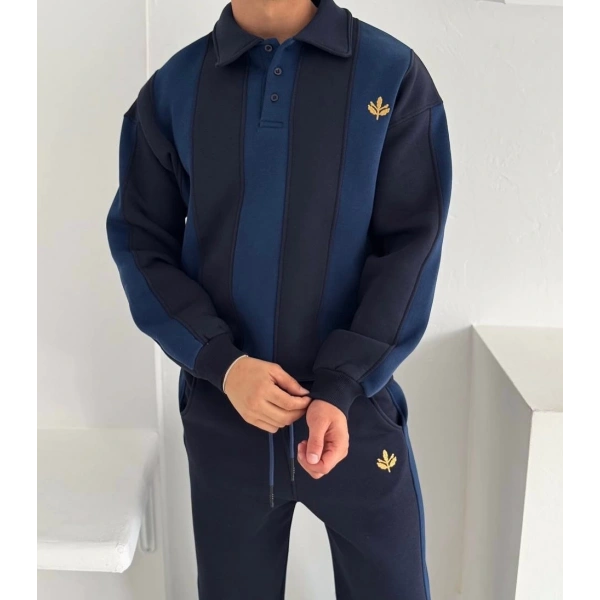 Taraftar Polo Yaka Şardonlu Sweatshirt