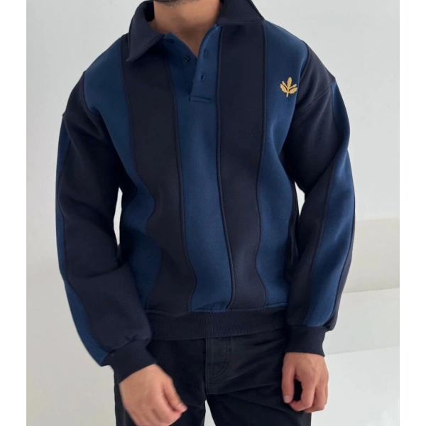 Taraftar Polo Yaka Şardonlu Sweatshirt