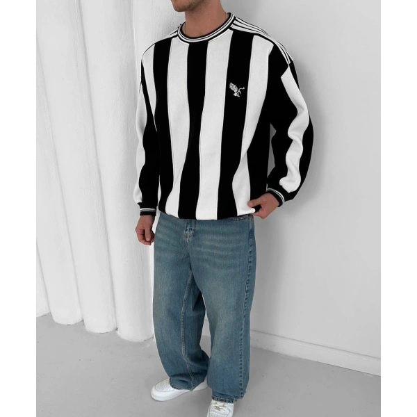 Taraftar Ribanalı Şardonlu Unisex Sweatshirt Beşiktaş