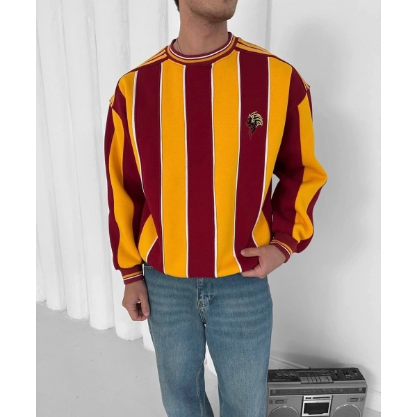 Taraftar Ribanalı Şardonlu Unisex Sweatshirt Galatasaray