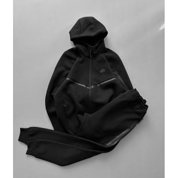 Tech Şardonlu Unisex Eşofman Takımı Siyah