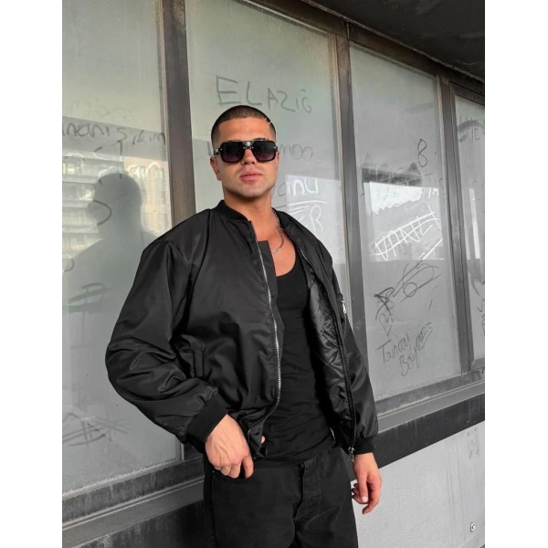 Unisex Bomber Ceket Siyah