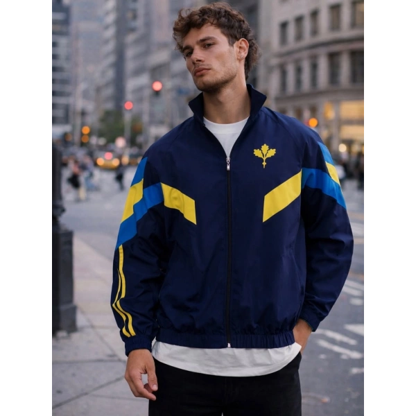 Özel Tasarım Palamut Desen Bomber Ceket