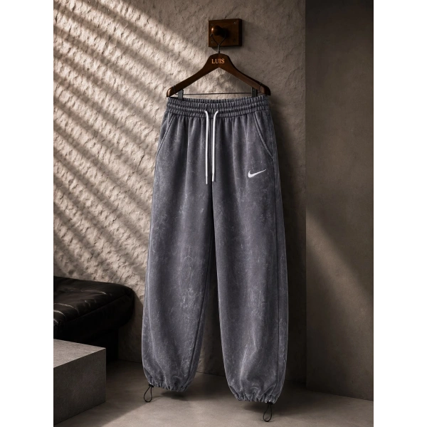 Yıkamalı Baggy Eşofman Gri