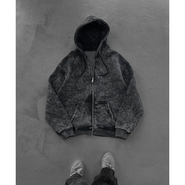 Yıkamalı Şardonlu Unisex Hırka