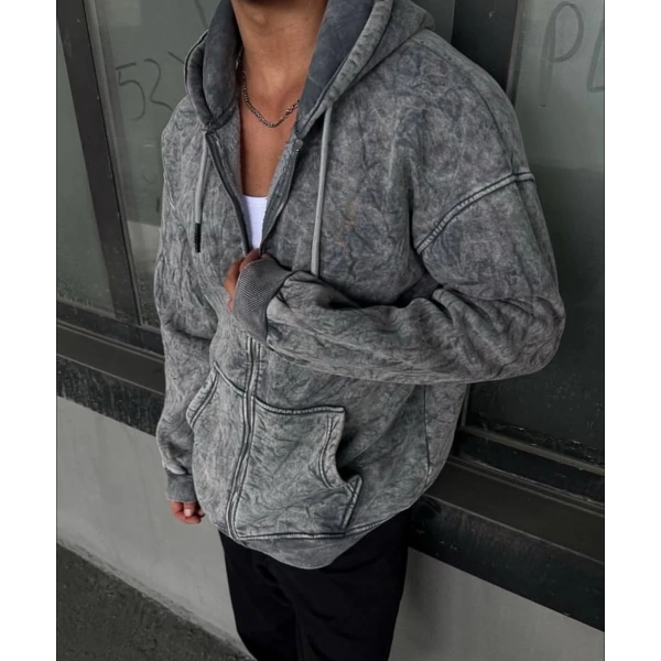 Yıkamalı Şardonlu Unisex Hırka