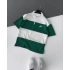 Çizgili Nk Polo Yaka Unisex Oversize Tshirt - Yeşil