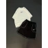 Dikişli Unisex Oversize Şortlu Takım - Beyaz