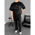 Şeritli Nk Baggy Unisex Eşofman Takımı - Siyah
