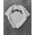 Taş Desen Unisex Oversize Tshirt - Beyaz