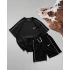 Tek Şerit Unisex Şortlu Takım - Siyah