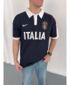 İtaly Polo Yaka Nakış Detay Tshirt Lacivert